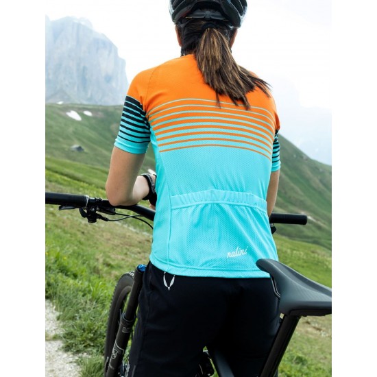Cross Lady Radtrikot Damen kurzarm türkis/orange (E22-4180) Cross Lady Radtrikot Damen kurzarm türkis/orange (E22-4180)
