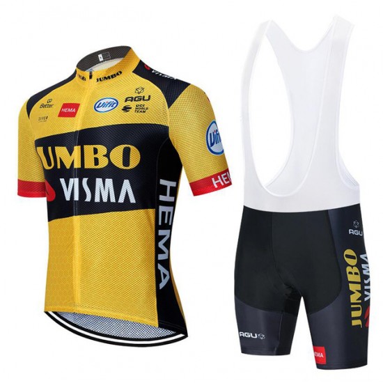 Fahrradbekleidung Radsport 2020 TEAM JUMBO-VISMA Radbekleidung Satz Trikot Kurzarm+Trägerhosen Se Radtrikot Kaufen