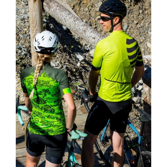 Stripes Jersey Radtrikot kurzarm gelbgrün Stripes Jersey Radtrikot kurzarm gelbgrün