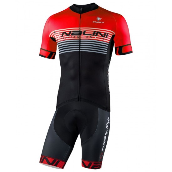Radsport-Set (Radtrikot BORGO B+Radhose VILLAGGIO B) schwarz/rot Radsport-Set (Radtrikot BORGO B+Radhose VILLAGGIO B) schwarz/rot