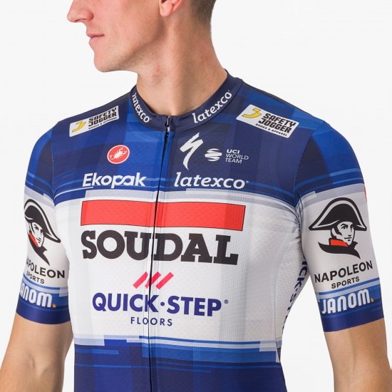 Soudal Quick-Step 2023 Set (Competizione Radtrikot+Competizione Trägerhose)-Radsport-Profi-Team Soudal Quick-Step 2023 Set (Competizione Radtrikot+Competizione Trägerhose)-Radsport-Profi-Team