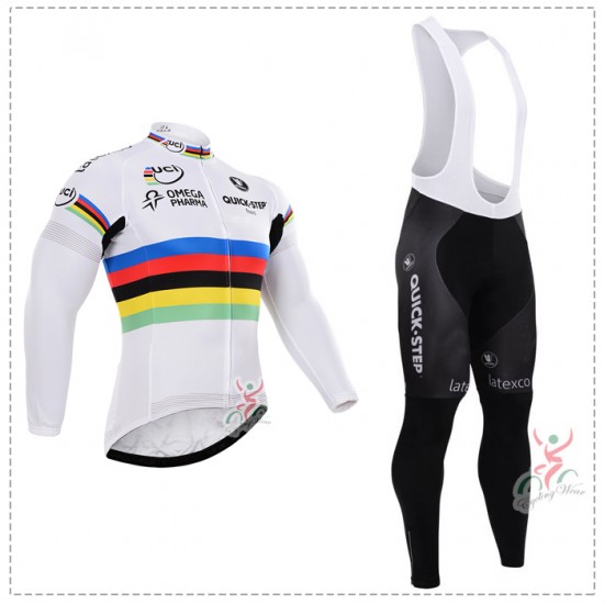 2015 Quick Step Fahrradbekleidung Radtrikot Satz Langarm und Lange Trägerhose Radtrikot Kaufen
