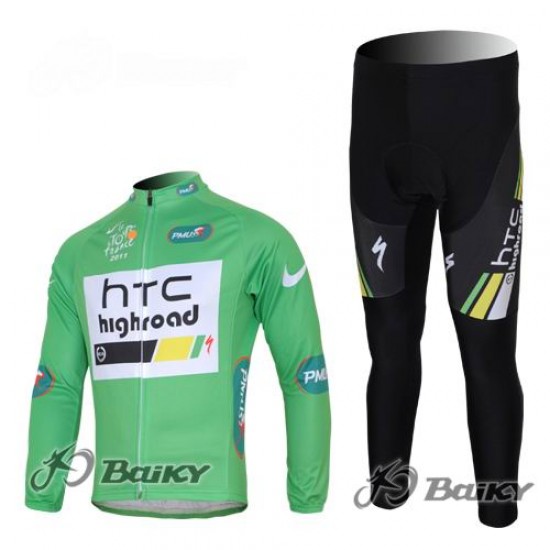HTC-Highroad Pro Team Radbekleidung Satz Fahrradtrikot Langarm und Lang Radhose Grün Radtrikot Kaufen