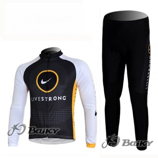 Livestrong Radbekleidung Satz Fahrradtrikot Langarm und Lang Radhose Schwarz Gelb Radtrikot Kaufen