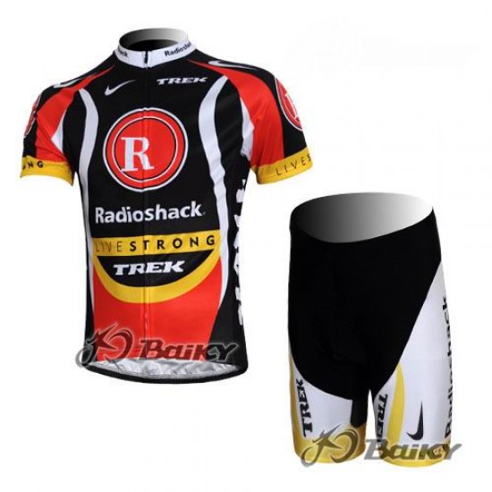 RadioShack Trek Livestrong Radbekleidung Radtrikot Kurzarm und Fahrradhosen Kurz Schwarz Rot Radtrikot Kaufen
