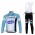 Omega Pharma Quick Step Pro Team Fahrradbekleidung Radtrikot Satz Langarm und Lange Trägerhose Blau Weiß Radtrikot Kaufen