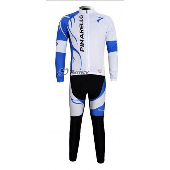 Pinarello Pro Team Fahrradbekleidung Radtrikot Satz Langarm und Lange Fahrradhose Weiß Blau Radtrikot Kaufen