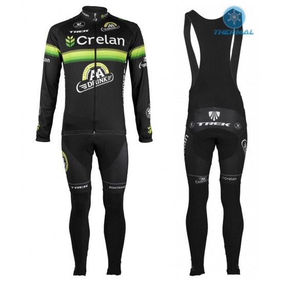 2016 Crelan-AA Drink Schwarz thermisch Fahrradbekleidung Satz Radtrikot Langarm+Lang Trägerhose Radtrikot Kaufen