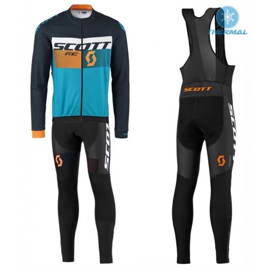 2016 Scott RC Schwarz-Gelb-Blau thermisch Fahrradbekleidung Satz Radtrikot Langarm+Lang Trägerhose Radtrikot Kaufen