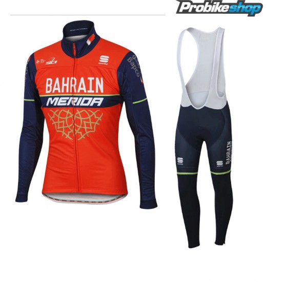BAHRAIN-MERIDA Fahrradbekleidung Satz Radtrikot Langarm+Lang Trägerhose 2017 Radtrikot Kaufen