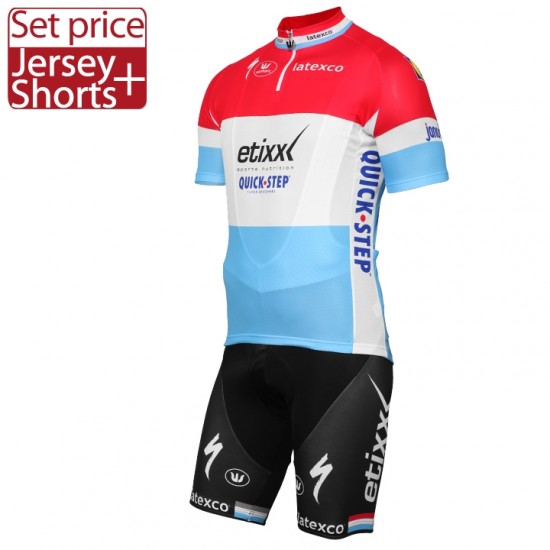ETIXX-QUICK STEP 2017 Luxembourgian Champion Rot Blau Fahrradbekleidung Satz Radtrikot Kurzarm+Kurz Radhose Radtrikot Kaufen ETIXX-QUICK STEP 2017 Luxembourgian Champion Rot Blau Fahrradbekleidung Satz Radtrikot Kurzarm+Kurz Radhose Radtrikot Kaufen